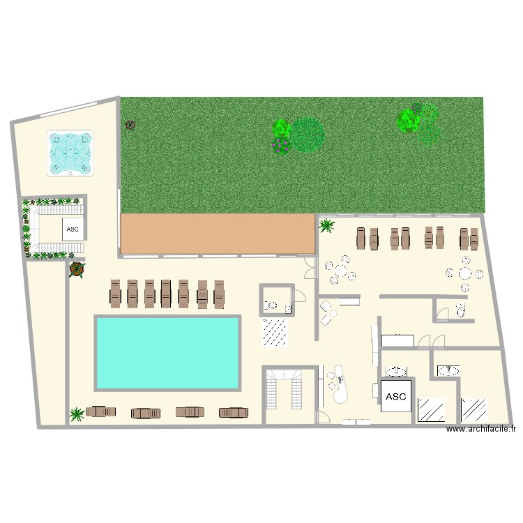 rez de chaussee piscine. Plan de 4 pièces et 707 m2