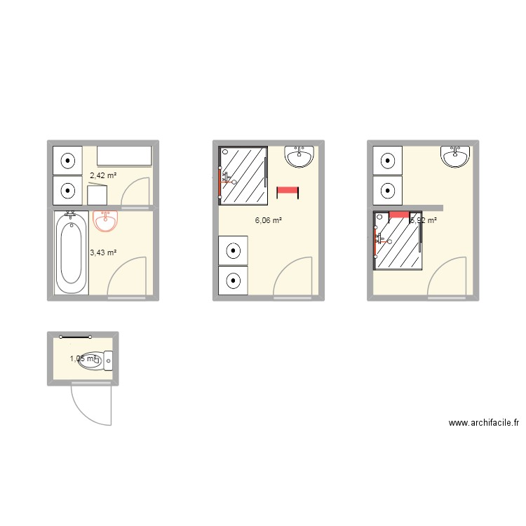salle d'eau zidelkhil. Plan de 5 pièces et 19 m2