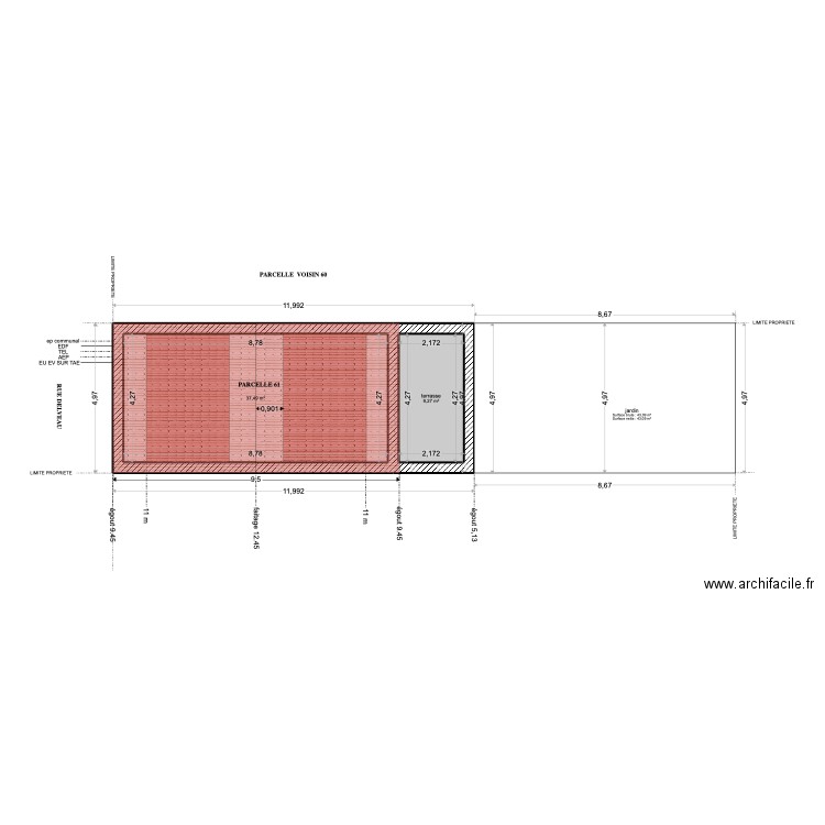 PLAN DE MASS FIVE RXISTANT 0. Plan de 2 pièces et 47 m2