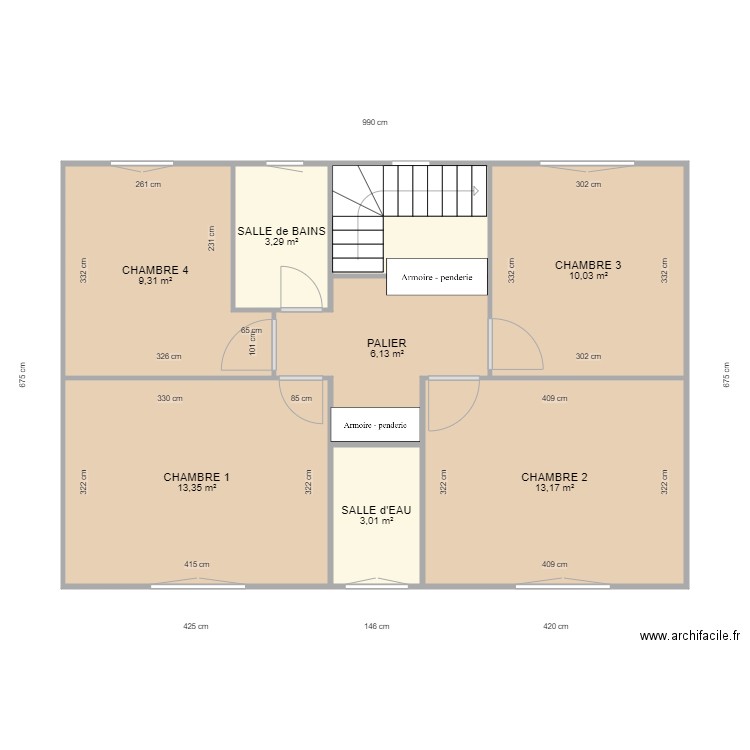 HERENT 1er ETAGE. Plan de 8 pièces et 62 m2