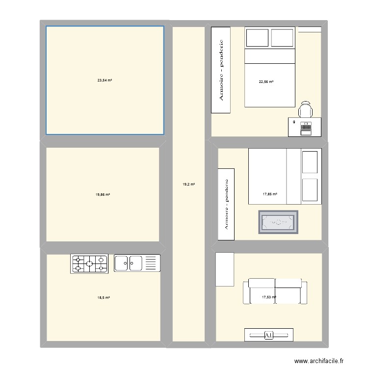 Tairon. Plan de 7 pièces et 139 m2