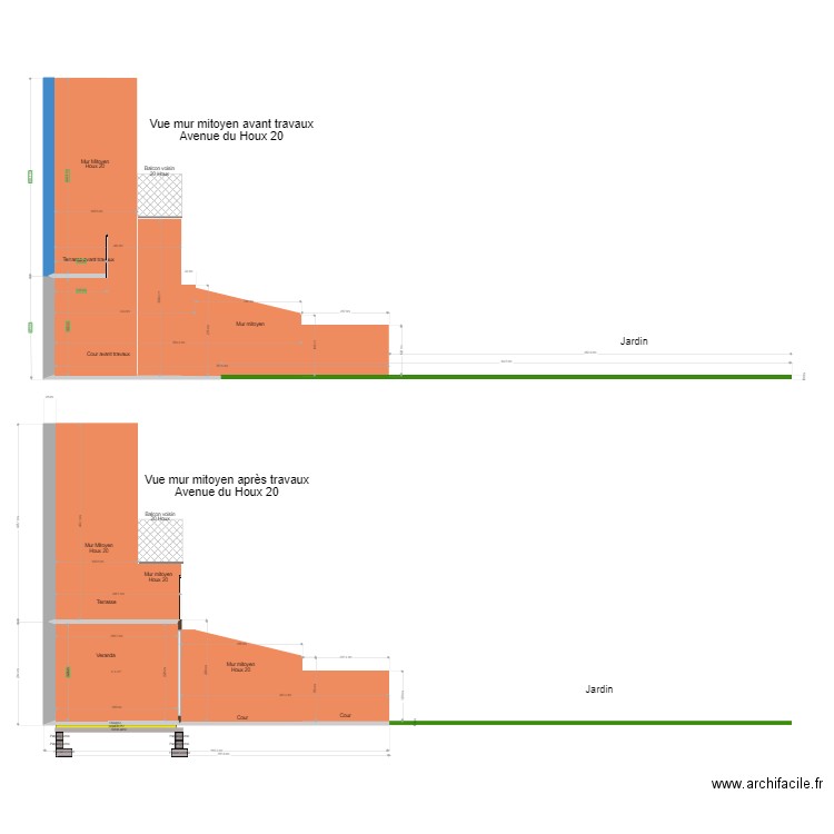 202009221550 1er étage terrasse arrière Verranda côté Houx 24. Plan de 1 pièce et 7 m2