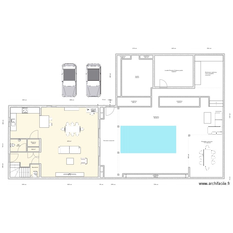 Villa Plan RDC . Plan de 14 pièces et 240 m2