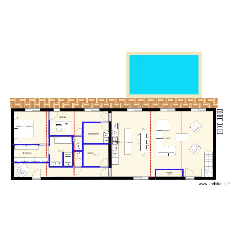 sache rdech grange. Plan de 6 pièces et 130 m2