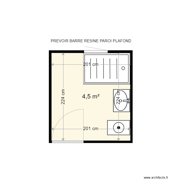 DAMIENS FRANCIS . Plan de 1 pièce et 5 m2