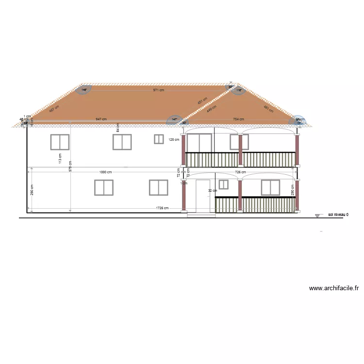facade entr&eacute;e . Plan de 