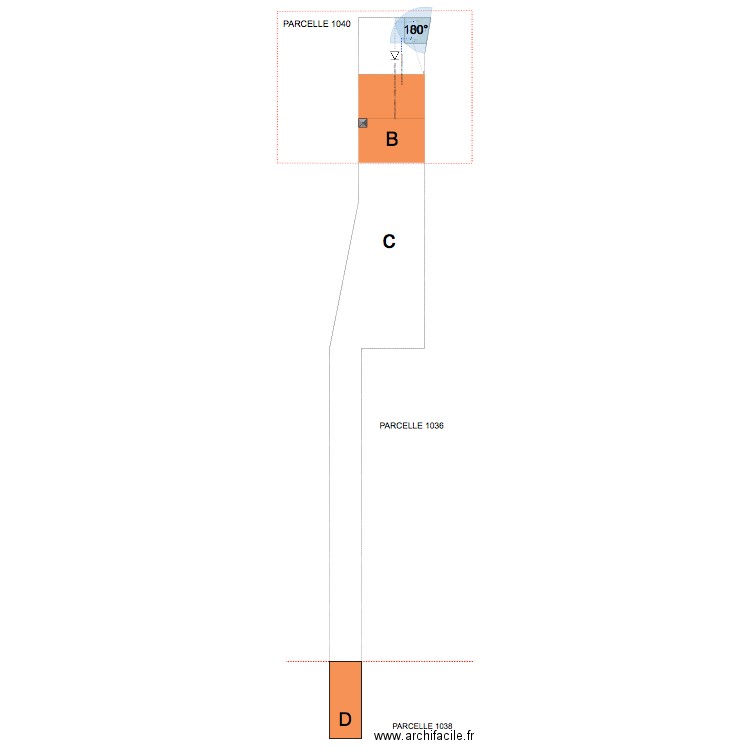 situation parcelle 1040 après travaux. Plan de 0 pièce et 0 m2