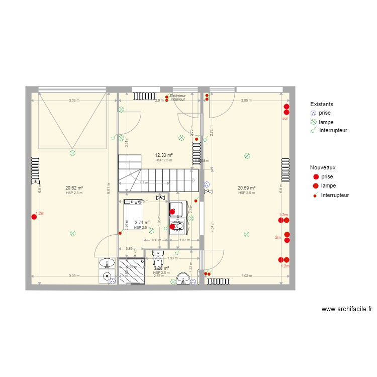 Plan tactac RDC modifié elec. Plan de 0 pièce et 0 m2