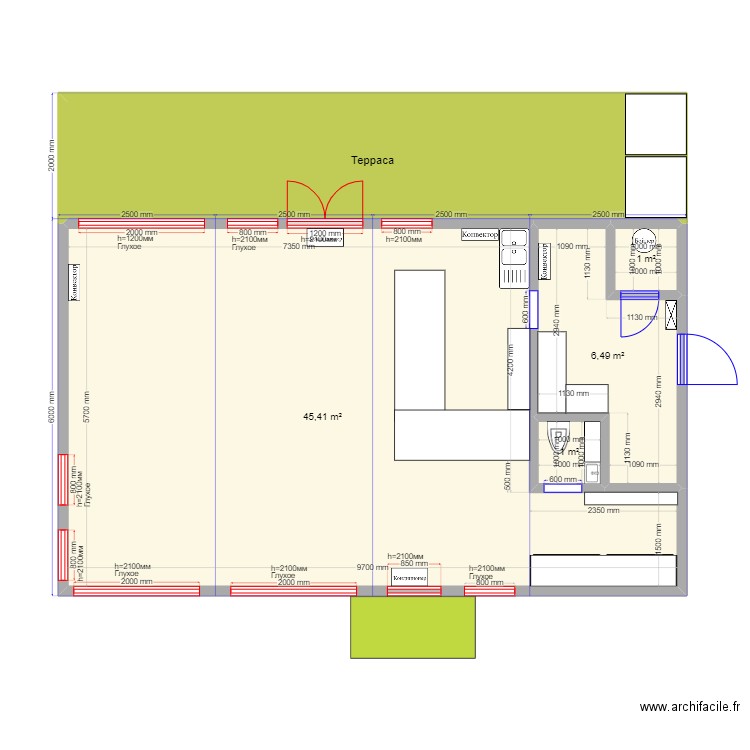 Алекс. Plan de 5 pièces et 72 m2