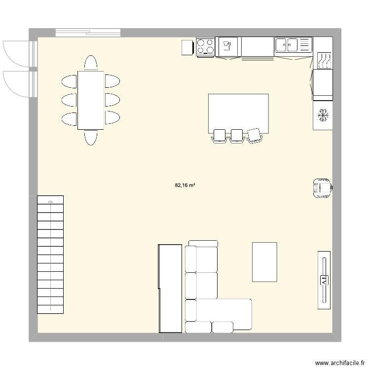 PLAN RDC . Plan de 1 pièce et 82 m2