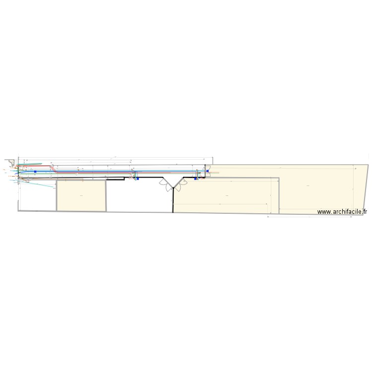 Implantation des réseaux E 1 V. Plan de 6 pièces et 845 m2