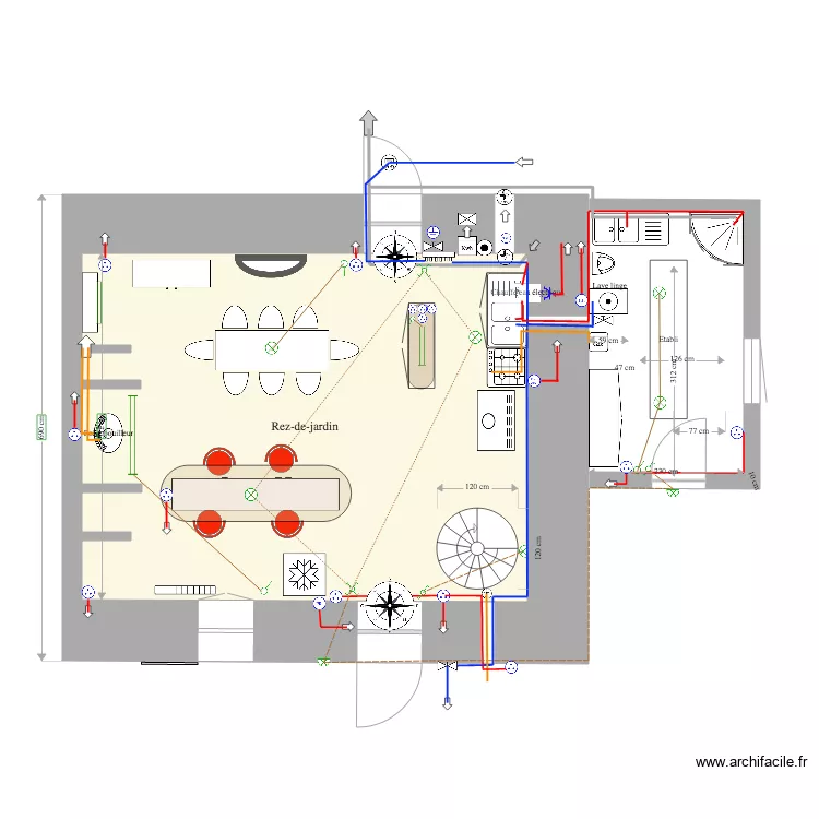Clavi&egrave;re Rez de jardin. Plan de 