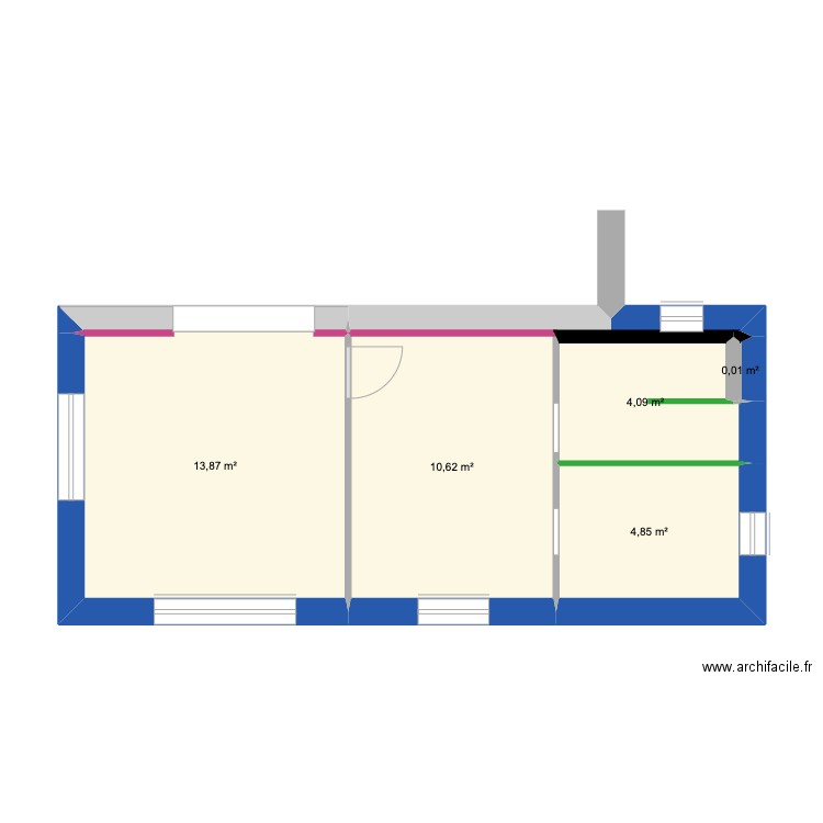 Extension v3. Plan de 5 pièces et 33 m2