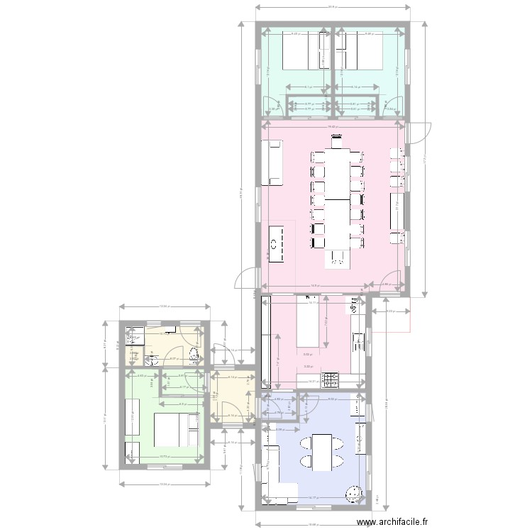 Existant et agrandissement. Plan de 0 pièce et 0 m2