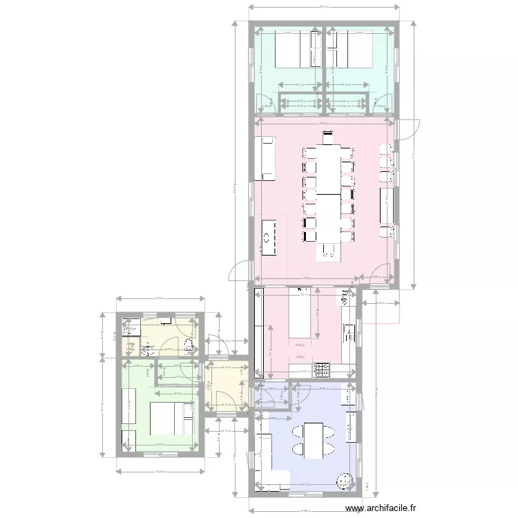 Existant et agrandissement. Plan de 