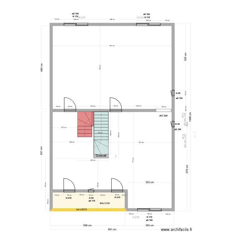 9JF ETAGE 09 06 23 GROS OEUVRE MURS. Plan de 9 pièces et 259 m2