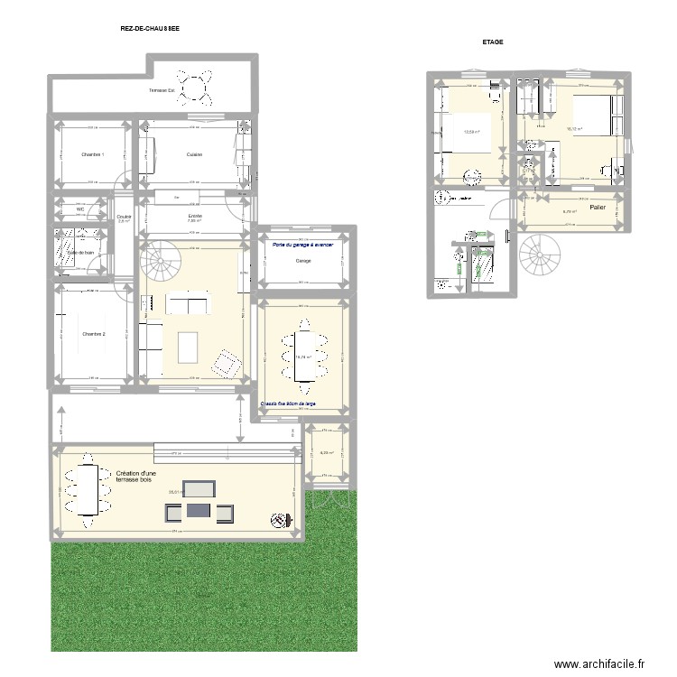 Genêts escalier hélicoïdal. Plan de 17 pièces et 189 m2