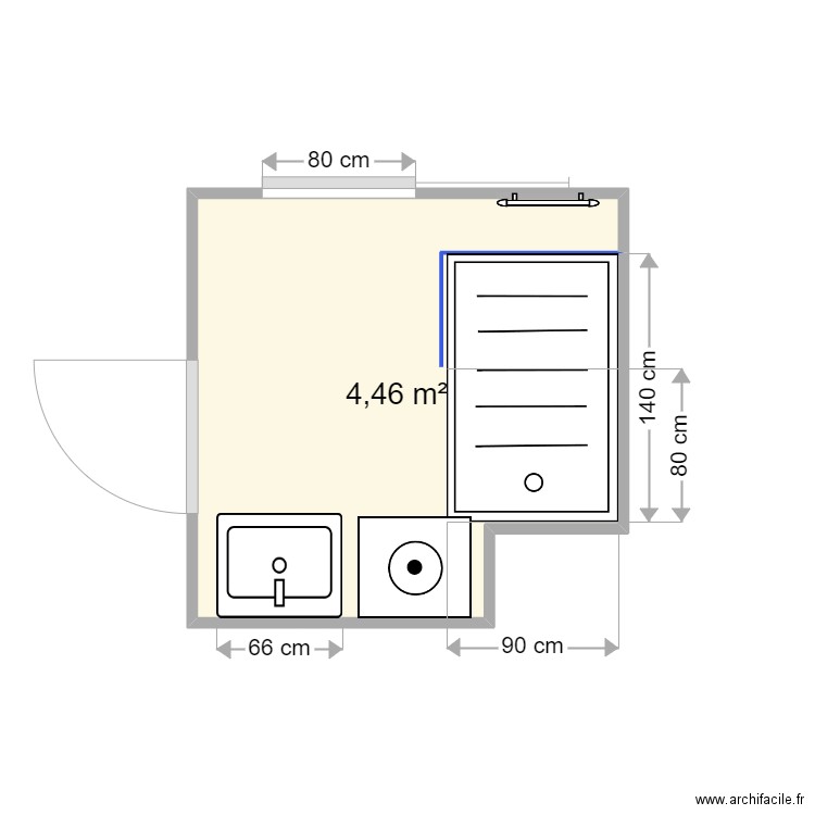 SDB Léo. Plan de 1 pièce et 4 m2