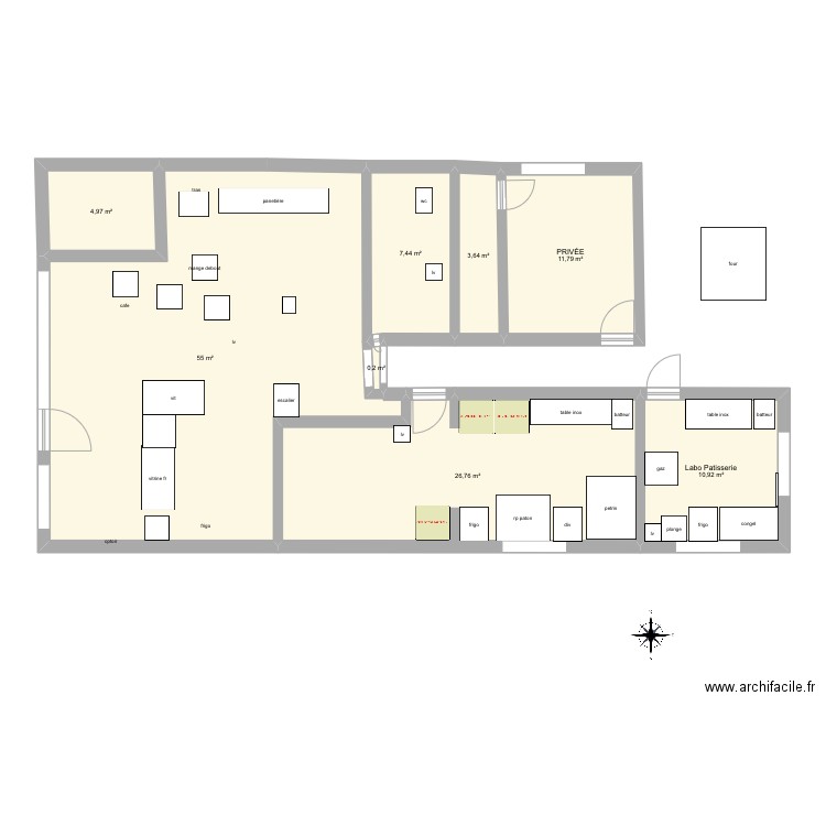 ma boulangerie pâtisserie test. Plan de 8 pièces et 121 m2