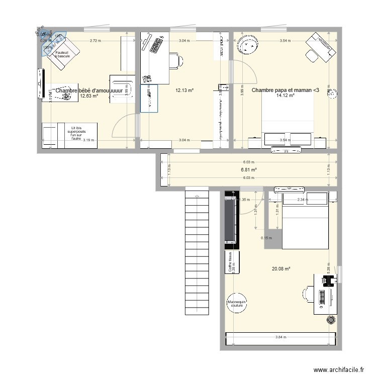 emménagement étage Montastruc version3 velux central. Plan de 0 pièce et 0 m2