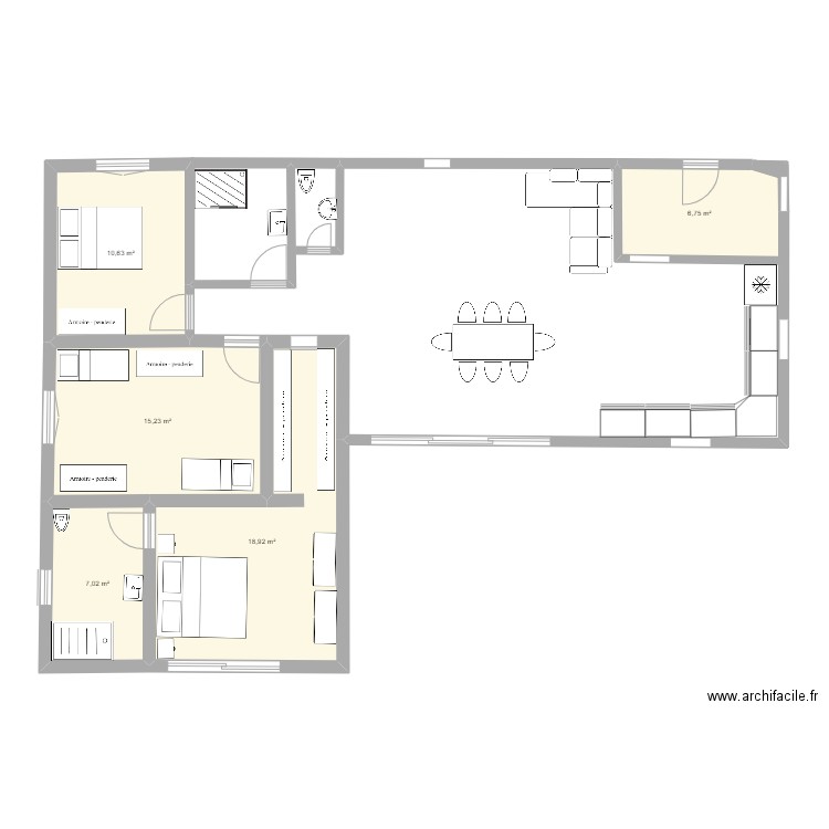 Plan familiale maison 2. Plan de 5 pièces et 59 m2