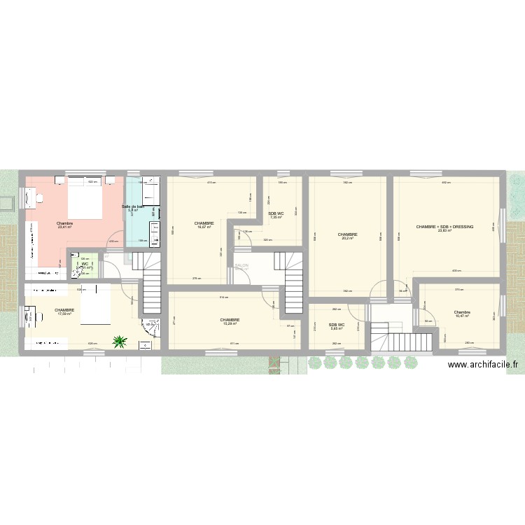 MAISONS MITOYENNES + JARDINS version mini. Plan de 17 pièces et 321 m2