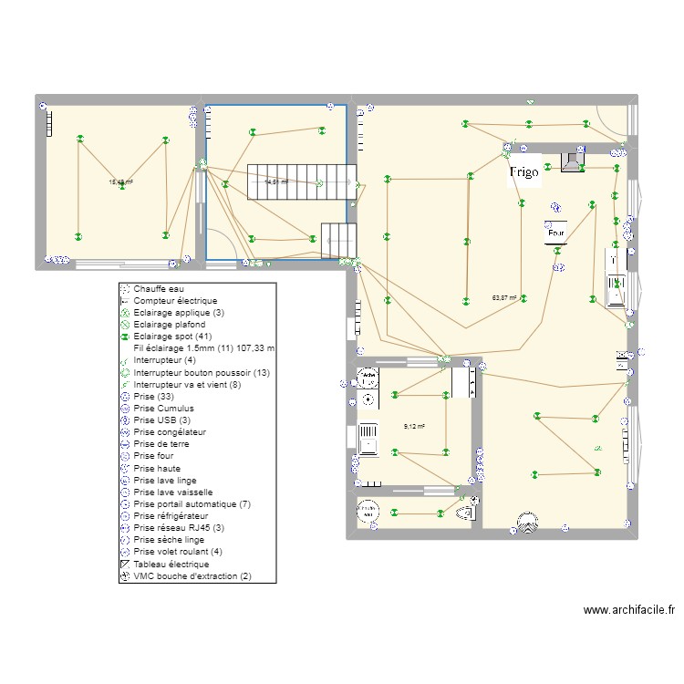 casa. Plan de 4 pièces et 103 m2