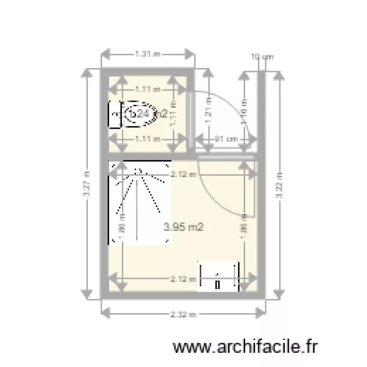Salle de bains RdC. Plan de 
