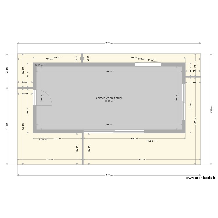 construction actuel. Plan de 0 pièce et 0 m2