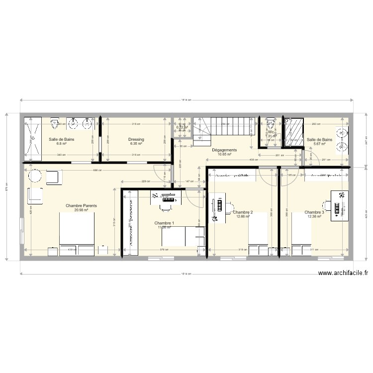 thibault valentine elne plan étage avec escalier un quart tournant et pas de puit de lumière. Plan de 0 pièce et 0 m2