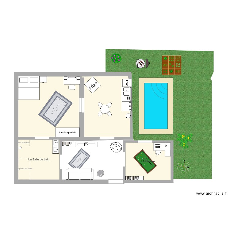 Maison pour deux perssones avec piscine. Plan de 0 pièce et 0 m2