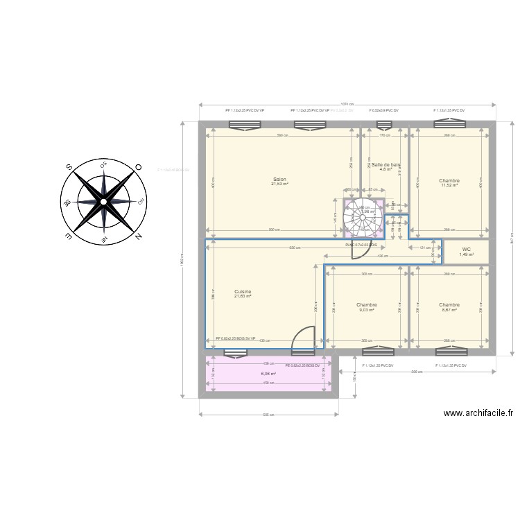 GAYME . Plan de 15 pièces et 172 m2