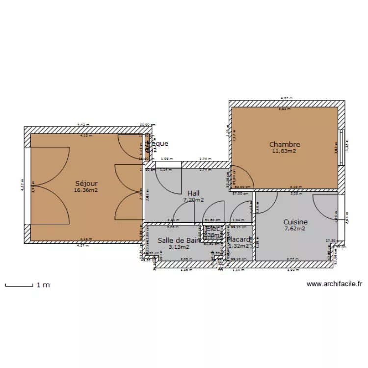 appartement existant. Plan de 