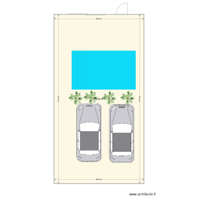 jardin. Plan de 1 pièce et 73 m2