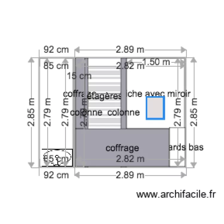 étagères coffrage chambre mur derrière lit. Plan de étagères coffrage chambre mur derrière lit. Plan de
