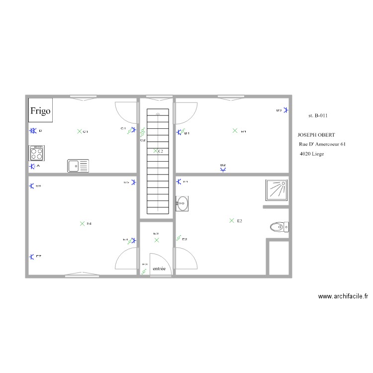 amercooeur B 011 d. Plan de 7 pièces et 61 m2