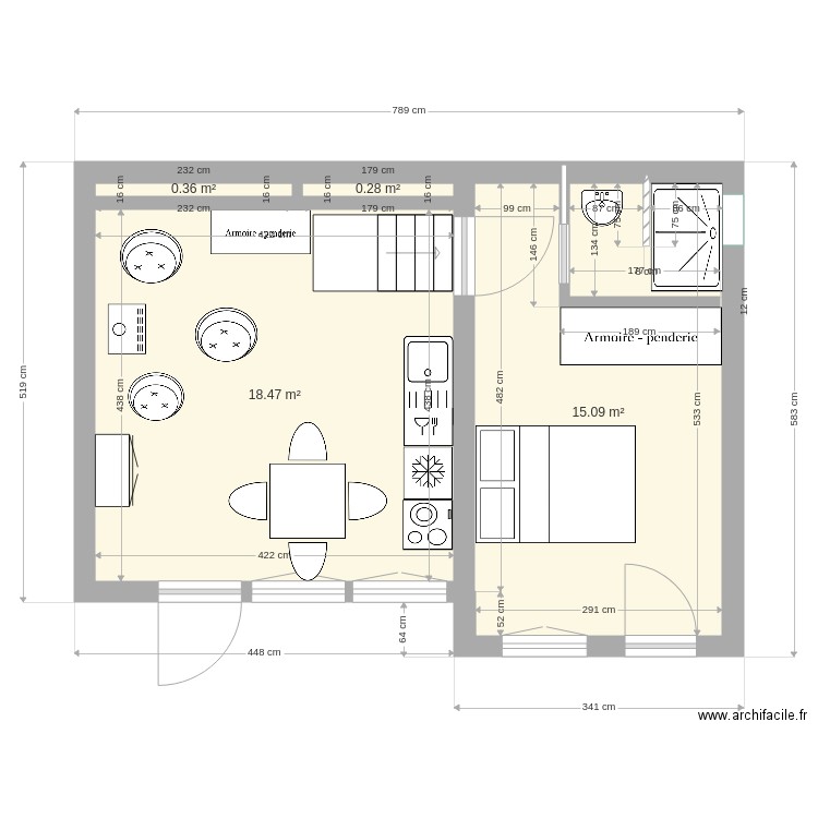 chambre et piece. Plan de 0 pièce et 0 m2