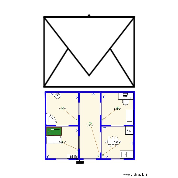 plan maison. Plan de 5 pièces et 29 m2