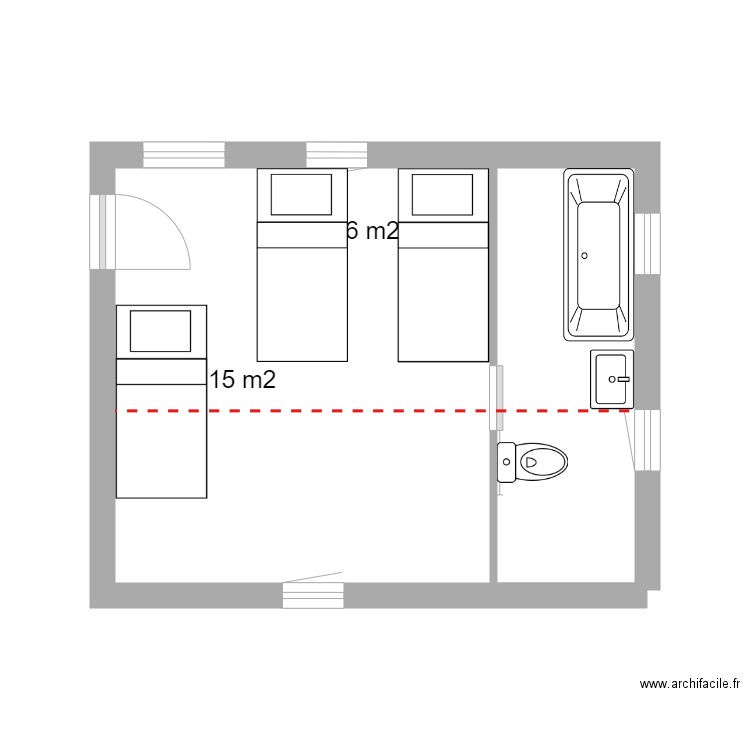 Montoison Plan Extension 1er étage Hyp 2. Plan de 1 pièce et 5 m2