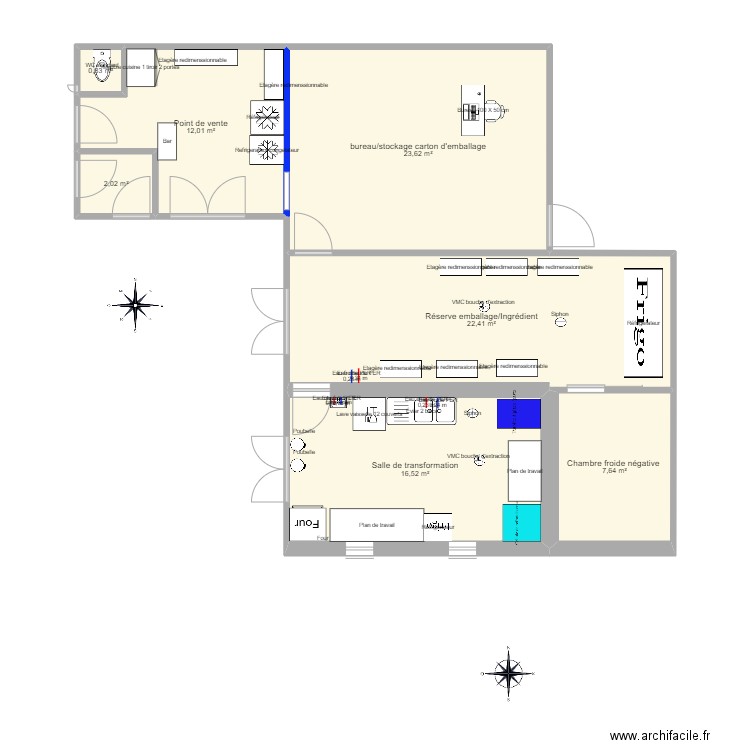 Projet Caroline CAUDRON LESCHELLES. Plan de 7 pièces et 85 m2