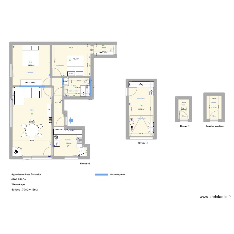Appart 1/2. Plan de 0 pièce et 0 m2