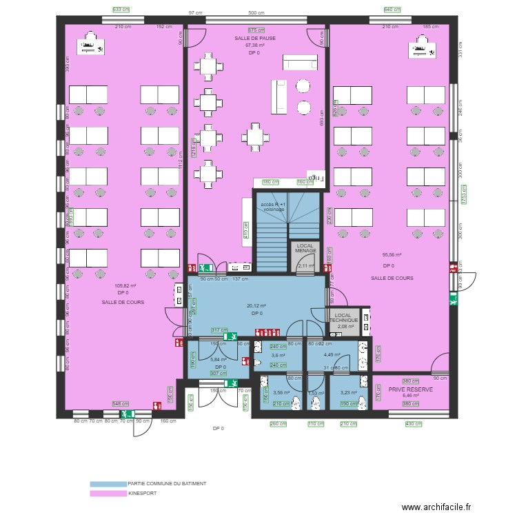 KINESPORT APRES TRAVAUX. Plan de 15 pièces et 335 m2