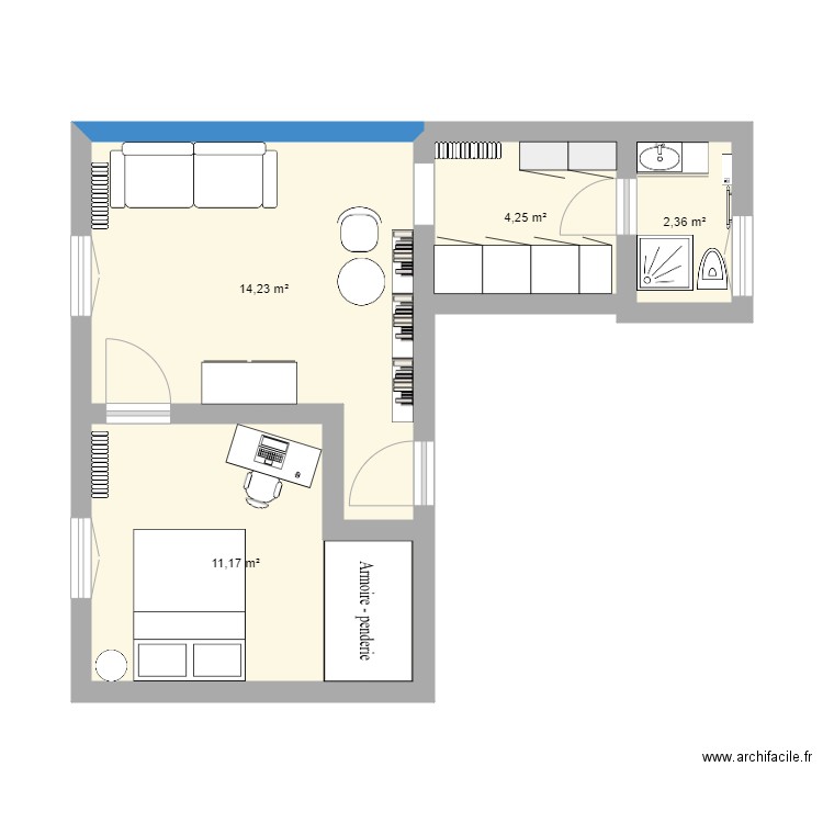 Plan appartement avec meubles. Plan de 0 pièce et 0 m2