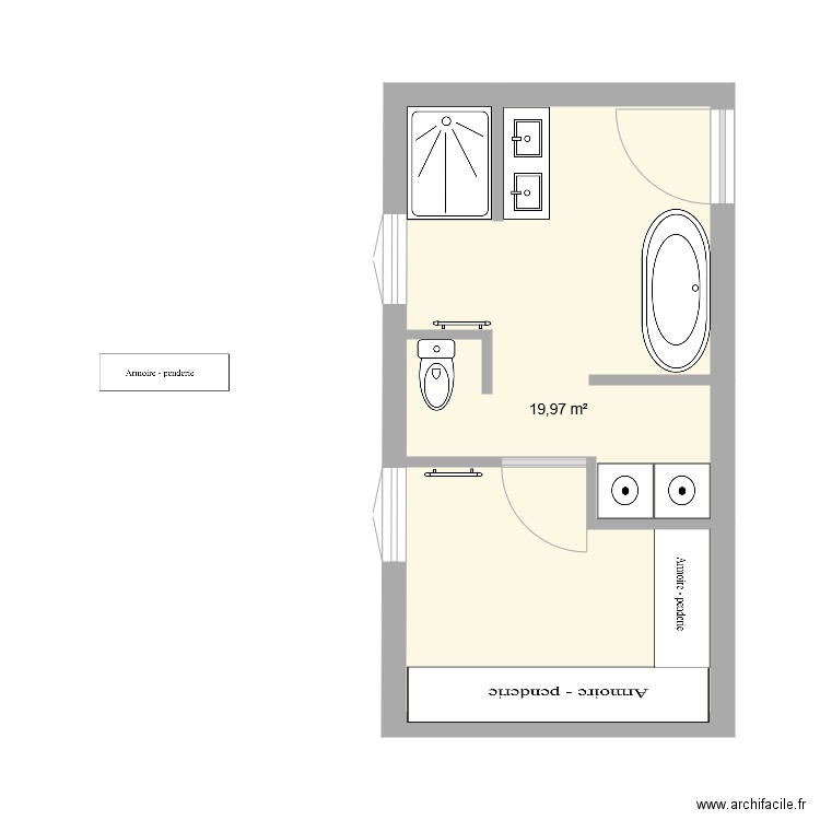 Plan v6 suite. Plan de 1 pièce et 20 m2