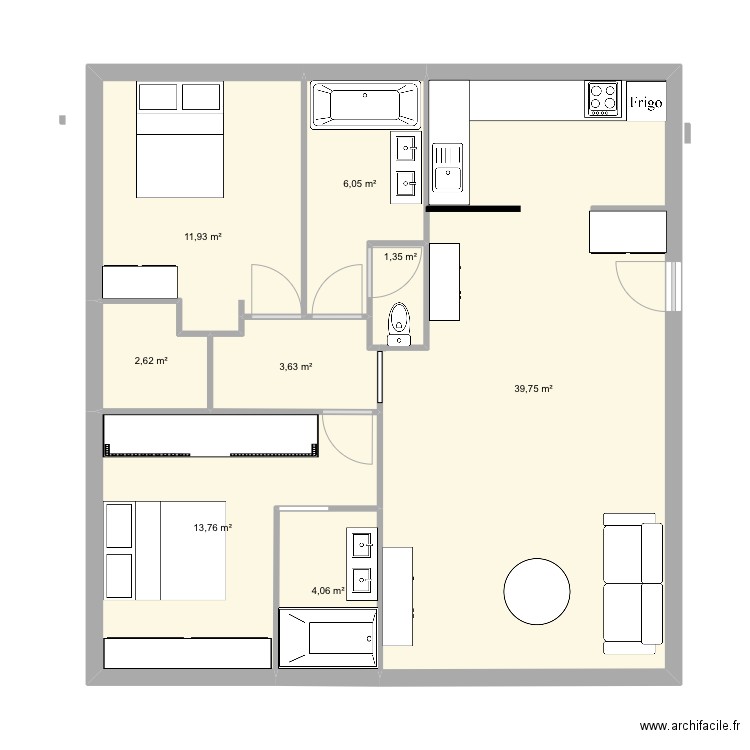 Cazaux plan b. Plan de 8 pièces et 83 m2