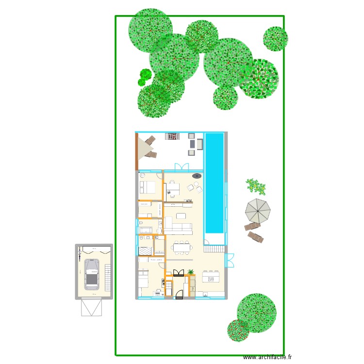 casa quadrada. Plan de 2 pièces et 150 m2