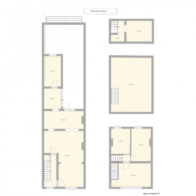 Mons ELEC. Plan de 15 pièces et 168 m2