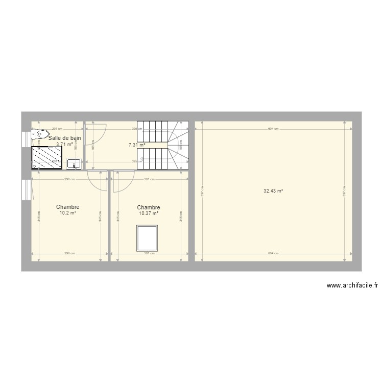 antona etage. Plan de 5 pièces et 64 m2