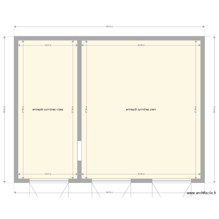 dock . Plan de 2 pièces et 94 m2