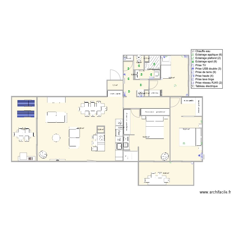 Santa Clara 2 face mer premium2. Plan de 15 pièces et 122 m2